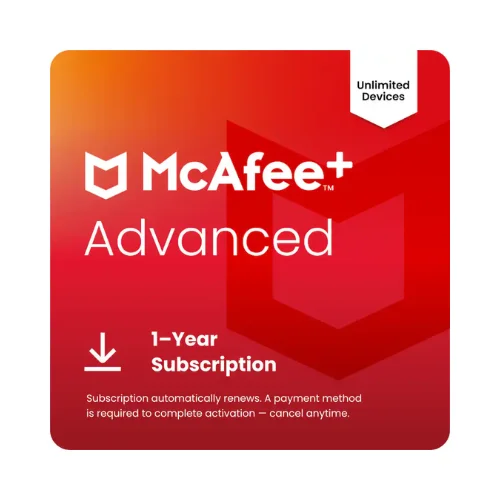 McAfee+ Advanced Antivirus for Unlimited Devices, 1 Year